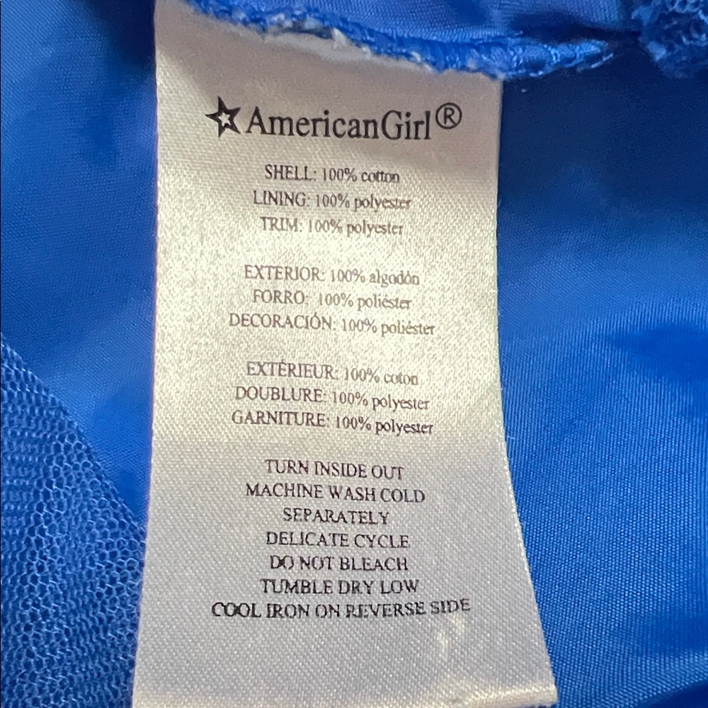 American Girl Blue Polka Dot Skirt with Floral Trim - Picture 4 of 4